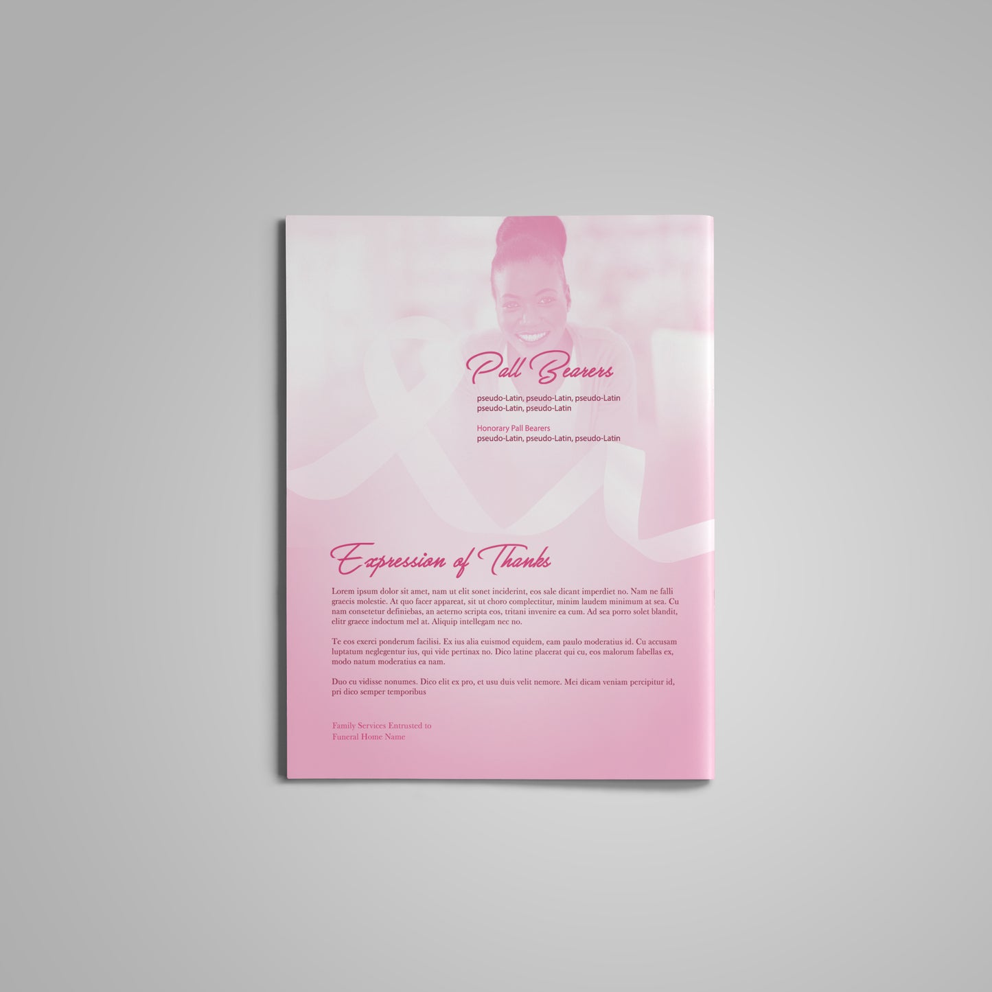 Breast Cancer Funeral Program Template