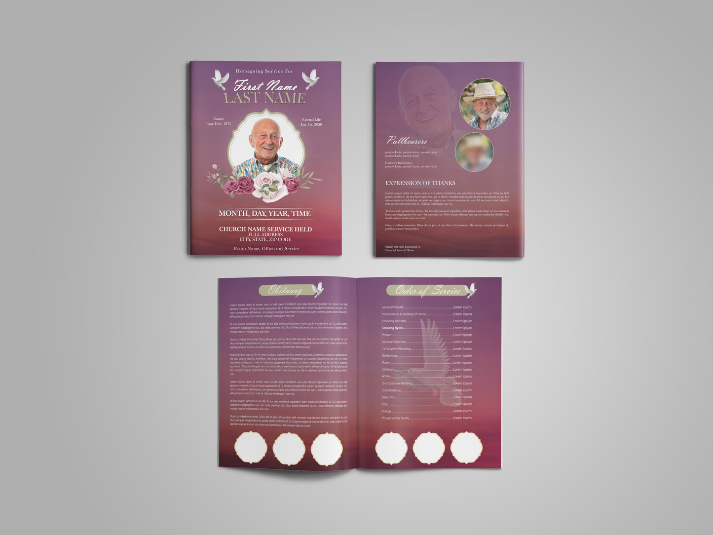 Dove Funeral Program Template