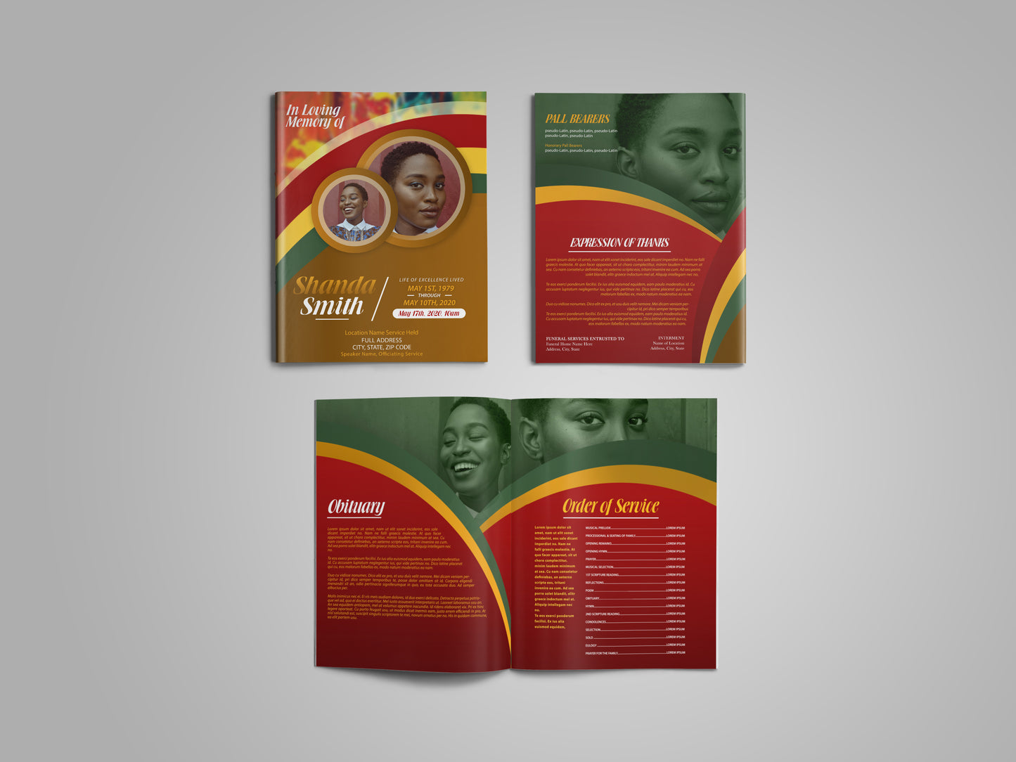 Multi-color Funeral Program Template