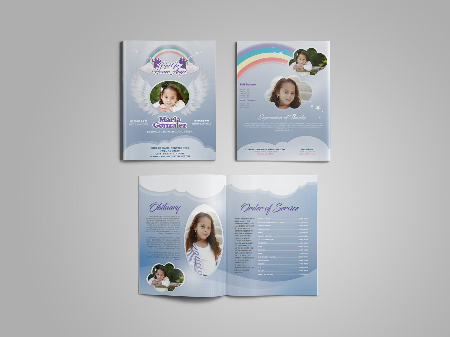 Over the Rainbow Funeral Program Template