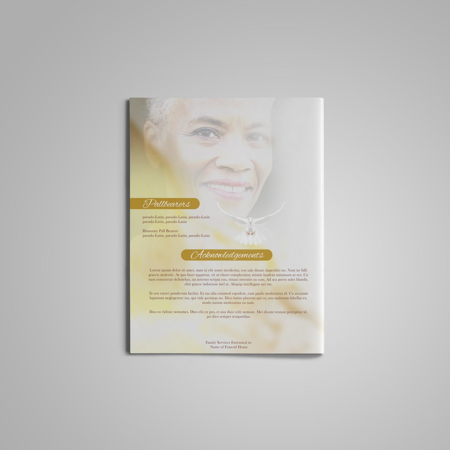 Golden Funeral Program Template