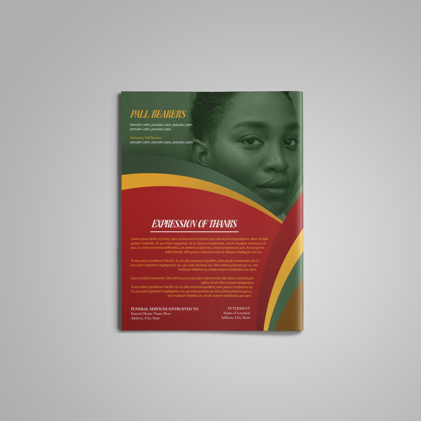 Multi-color Funeral Program Template