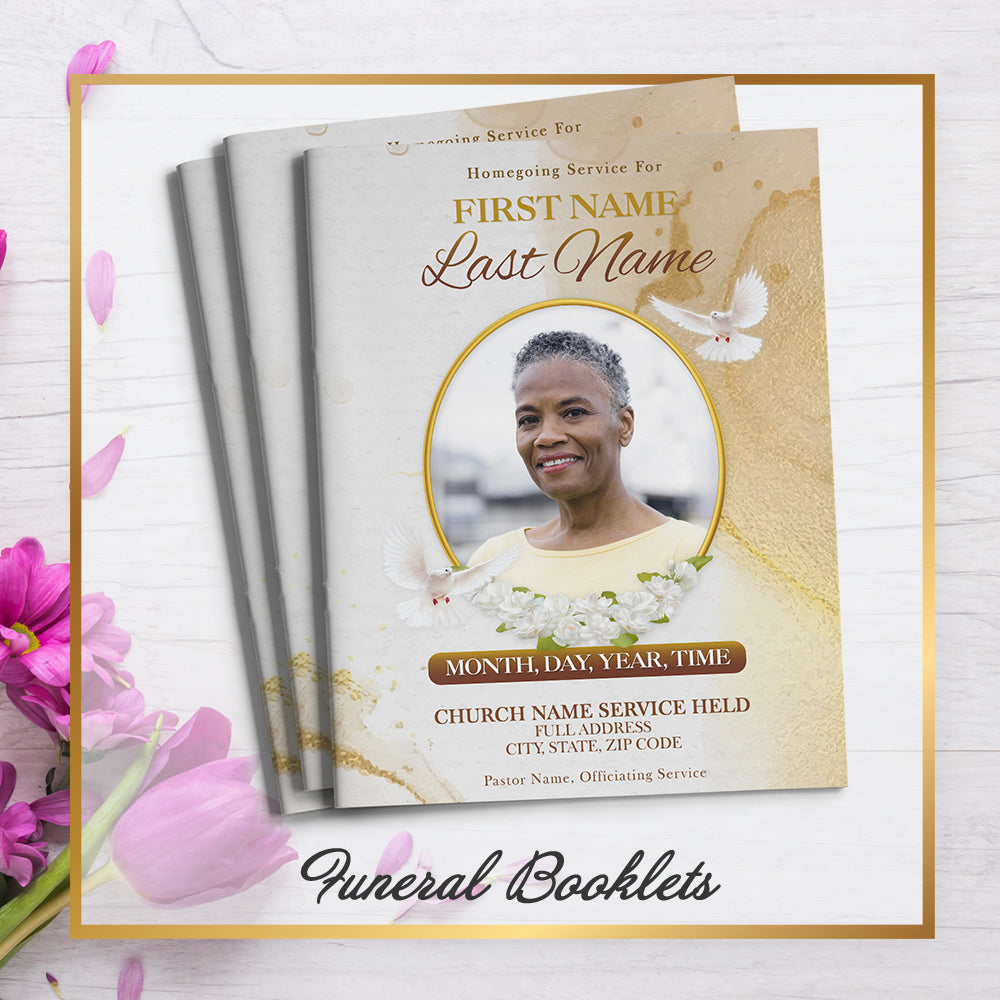 Golden Funeral Program Template