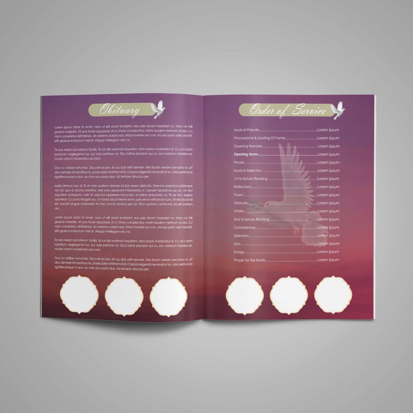 Dove Funeral Program Template