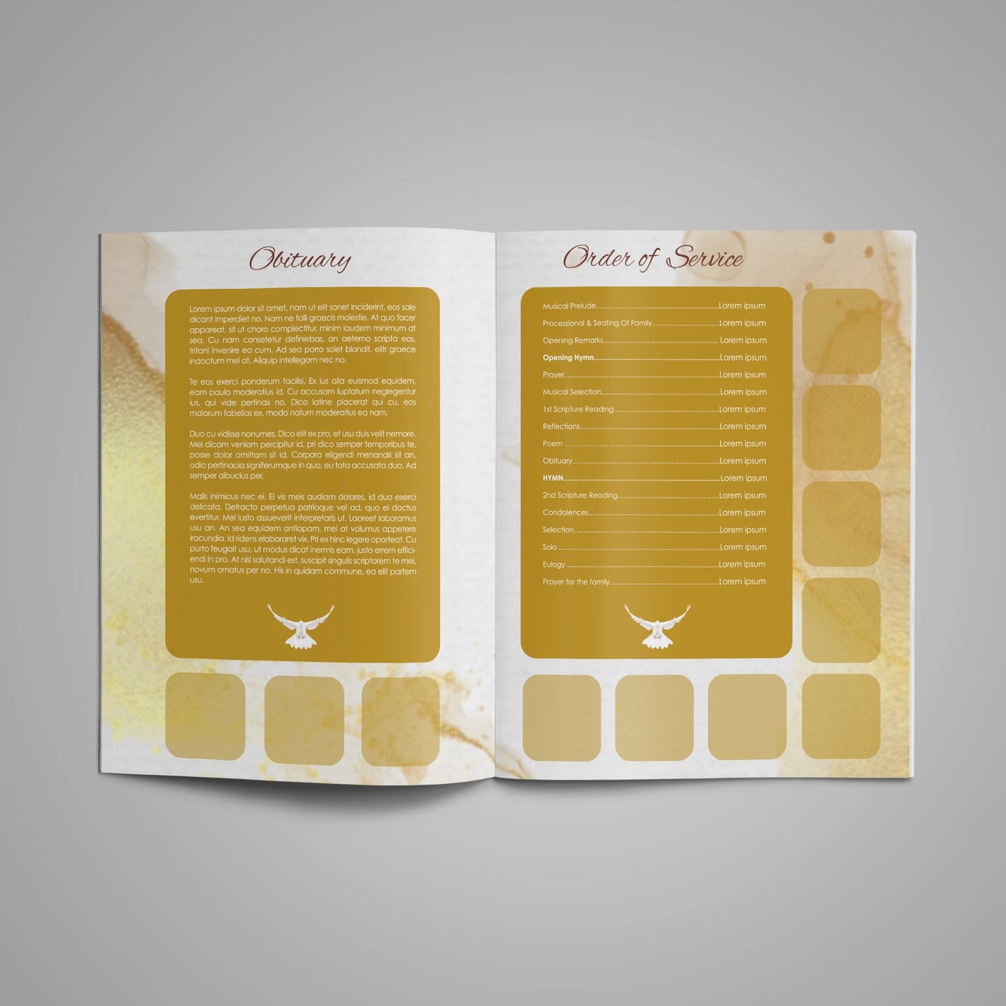 Golden Funeral Program Template