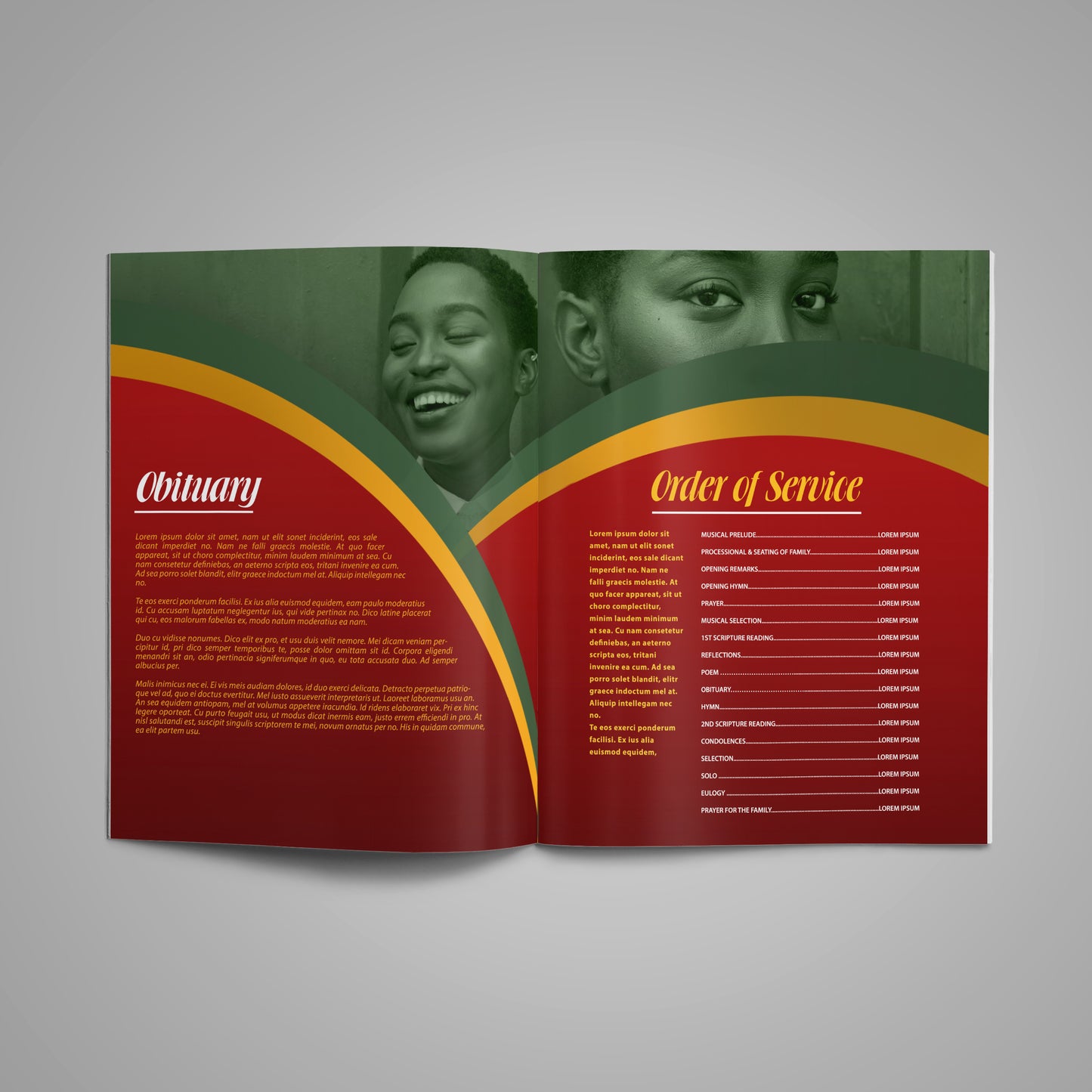 Multi-color Funeral Program Template